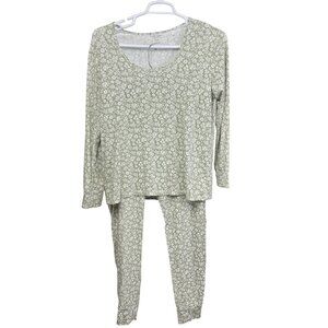 Maman Petit Lem Womens Floral Pajama Set XL Sage Green Long Sleeve Top & Pants